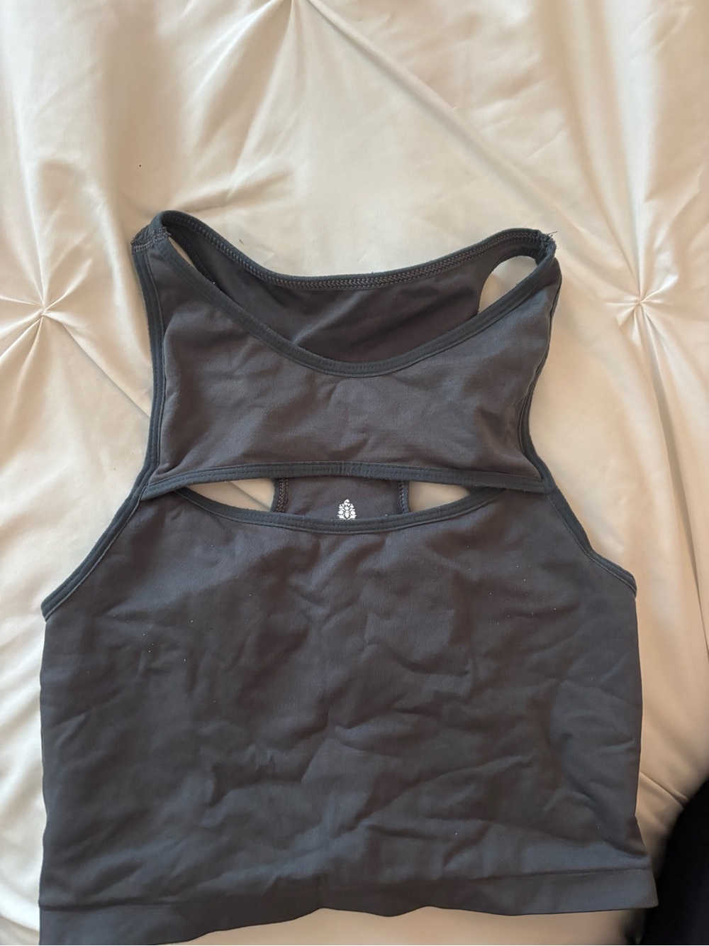 Free People Charcoal Gray Racerback Crop Tank Top